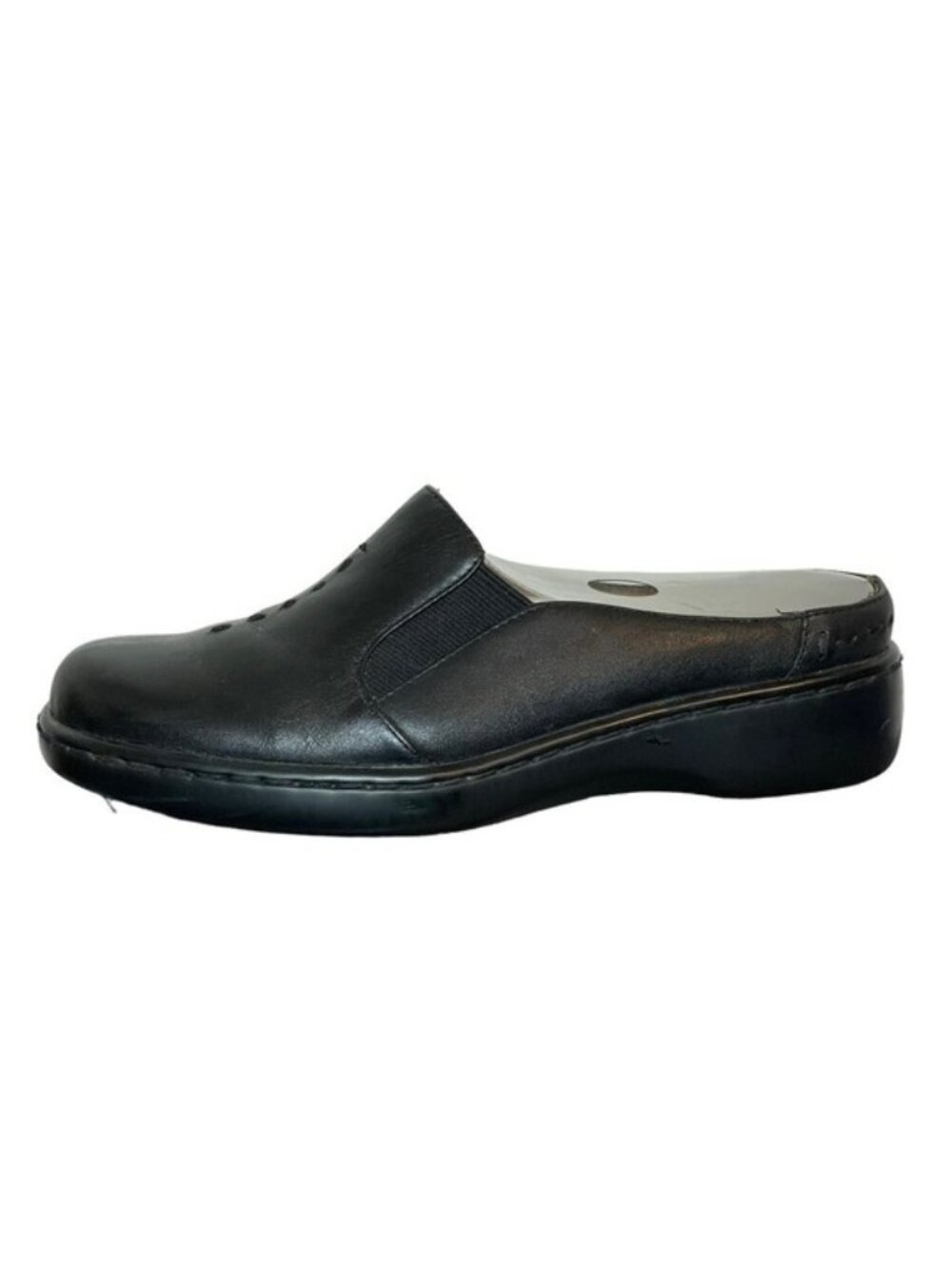 Auditions Black Leather Slip On Mules Loafers Flats Womens Size 6 Wide
